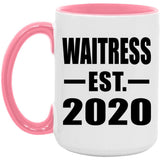 Waitress Established EST. 2020 - 15oz Accent Mug Pink