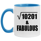 101st Birthday Square Root of 10201 & Fabulous - 11oz Accent Mug Blue