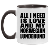 All I Need Is Love And My Norwegian Lundehund - 11oz Accent Mug Black