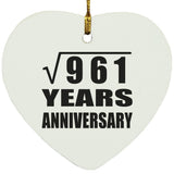 31st Anniversary Square Root of 961 Years Anniversary - Heart Ornament