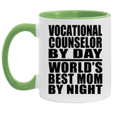 Vocational Counselor By Day World's Best Mom By Night - 11oz Accent Mug Green