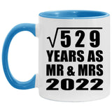 23rd Anniversary Square Root of 529 Years As Mr & Mrs 2022 - 11oz Accent Mug Blue