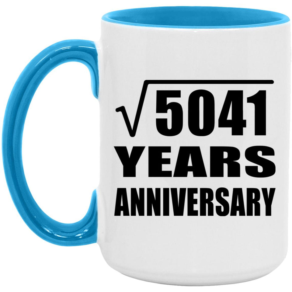 71st Anniversary Square Root of 5041 Years Anniversary - 15oz Accent Mug Blue