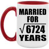 82nd Anniversary Married For Square Root of 6724 Years - 15oz Accent Mug Red