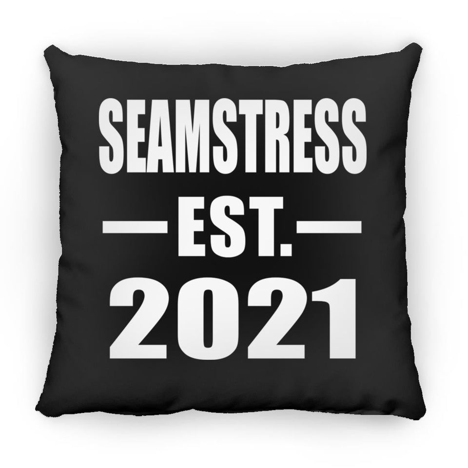 Seamstress Established EST. 2021 - Throw Pillow Black