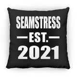 Seamstress Established EST. 2021 - Throw Pillow Black