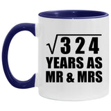 18th Anniversary Square Root of 324 Years As Mr & Mrs - 11oz Accent Mug Purple