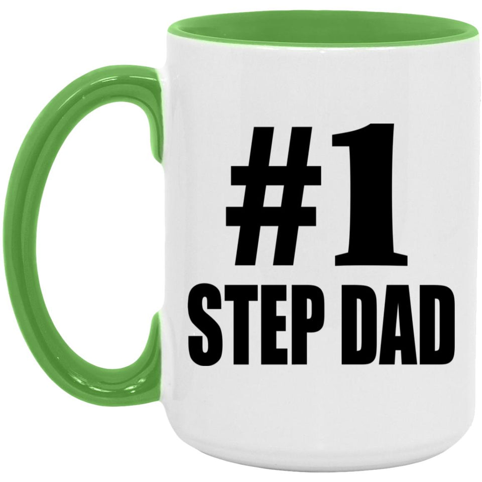 Number One #1 Step Dad - 15oz Accent Mug Green