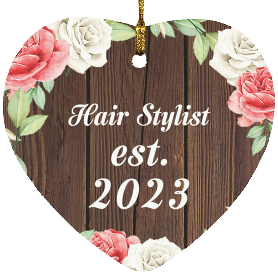 Hair Stylist Established Est. 2023 - Heart Ornament A