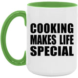 Cooking Makes Life Special - 15oz Accent Mug Green