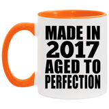 7th Birthday Made In 2017 Aged to Perfection - 11oz Accent Mug Orange