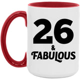 26th Birthday 26 & Fabulous - 15oz Accent Mug Red