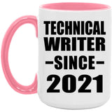 Technical Writer Since 2021 - 15oz Accent Mug Pink