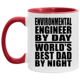 Environmental Engineer By Day World's Best Dad By Night - 11oz Accent Mug Red