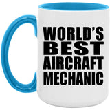 World's Best Aircraft Mechanic - 15oz Accent Mug Blue