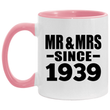 85th Anniversary Mr & Mrs Since 1939 - 11oz Accent Mug Pink