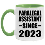 Paralegal Assistant Since 2023 - 11oz Accent Mug Green