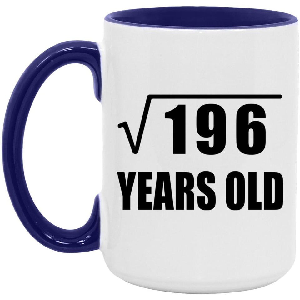14th Birthday Square Root of 196 Years Old - 15oz Accent Mug Purple