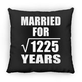 35th Anniversary Married For Square Root of 1225 Years - Throw Pillow Black