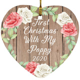 First Christmas With My Poppy 2020 - Heart Ornament B