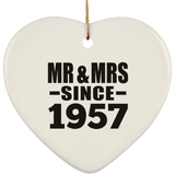67th Anniversary Mr & Mrs Since 1957 - Heart Ornament
