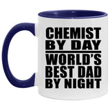 Chemist By Day World's Best Dad By Night - 11oz Accent Mug Purple