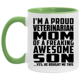 Proud Veterinarian Mom Of Awesome Son - 11oz Accent Mug Green