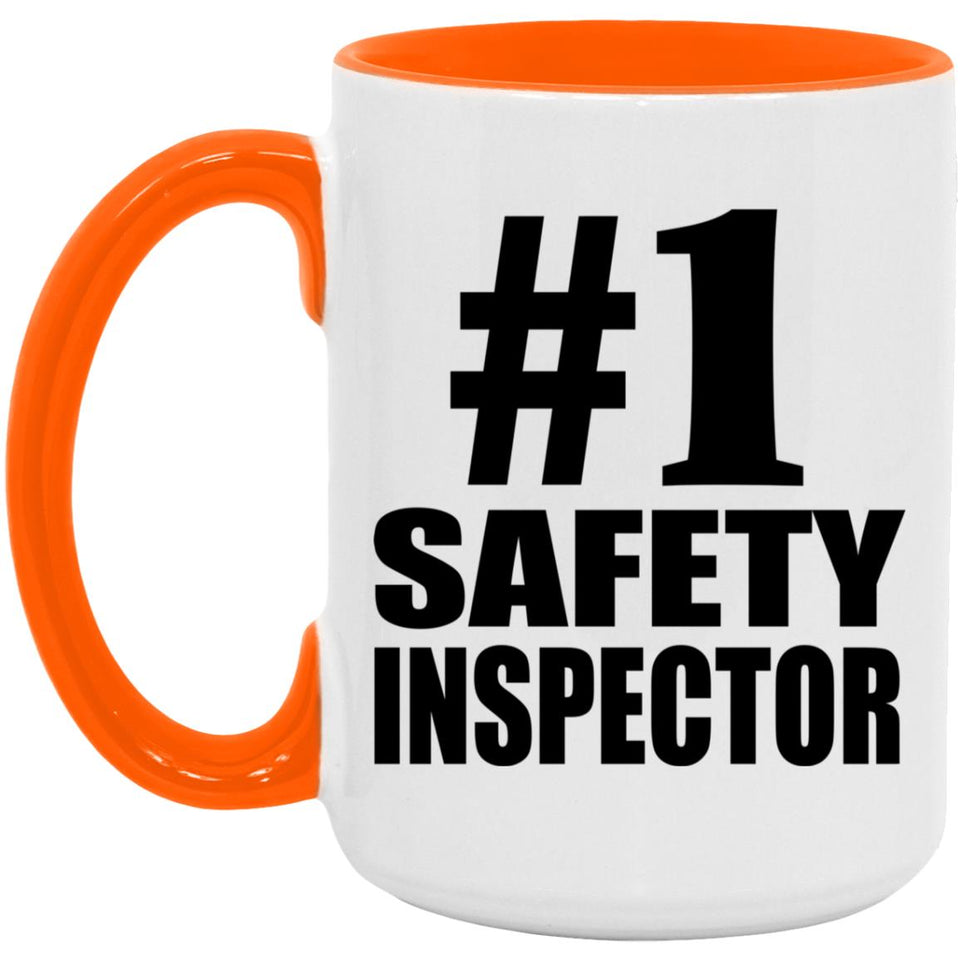 Number One #1 Safety Inspector - 15oz Accent Mug Orange