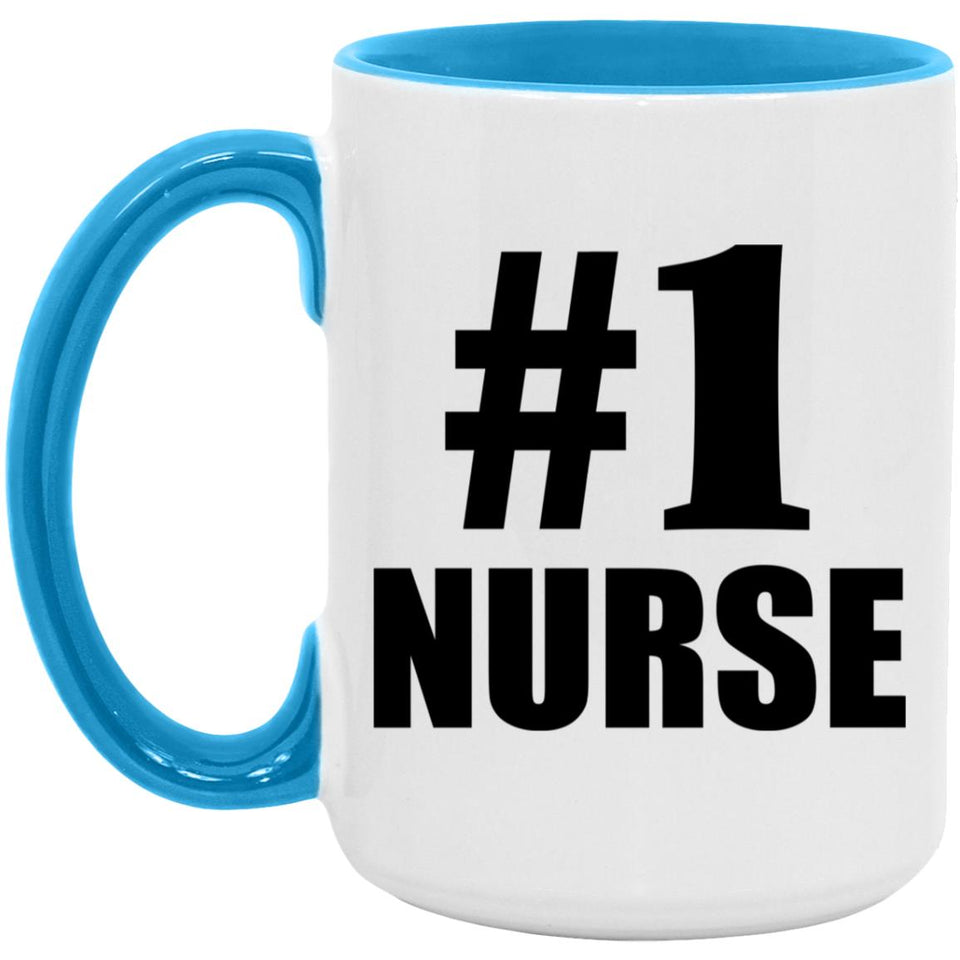 Number One #1 Nurse - 15oz Accent Mug Blue
