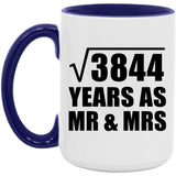 62nd Anniversary Square Root of 3844 Years As Mr & Mrs - 15oz Accent Mug Purple