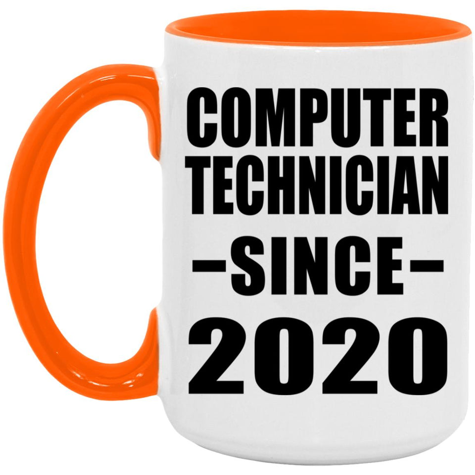 Computer Technician Since 2020 - 15oz Accent Mug Orange