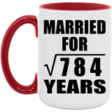 28th Anniversary Married For Square Root of 784 Years - 15oz Accent Mug Red