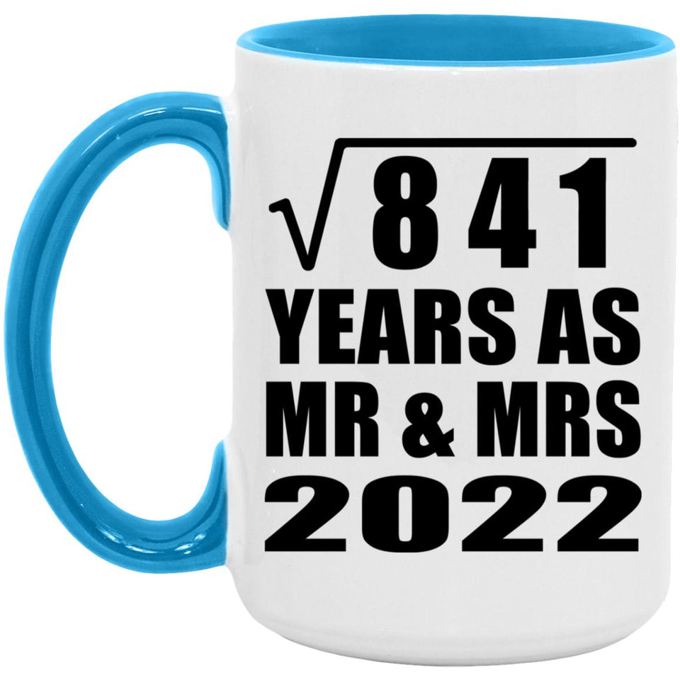 29th Anniversary Square Root of 841 Years As Mr & Mrs 2022 - 15oz Accent Mug Blue