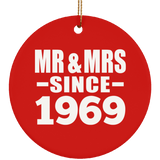 55th Anniversary Mr & Mrs Since 1969 - Circle Ornament