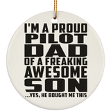 Proud Pilot Dad Of Awesome Son - Circle Ornament