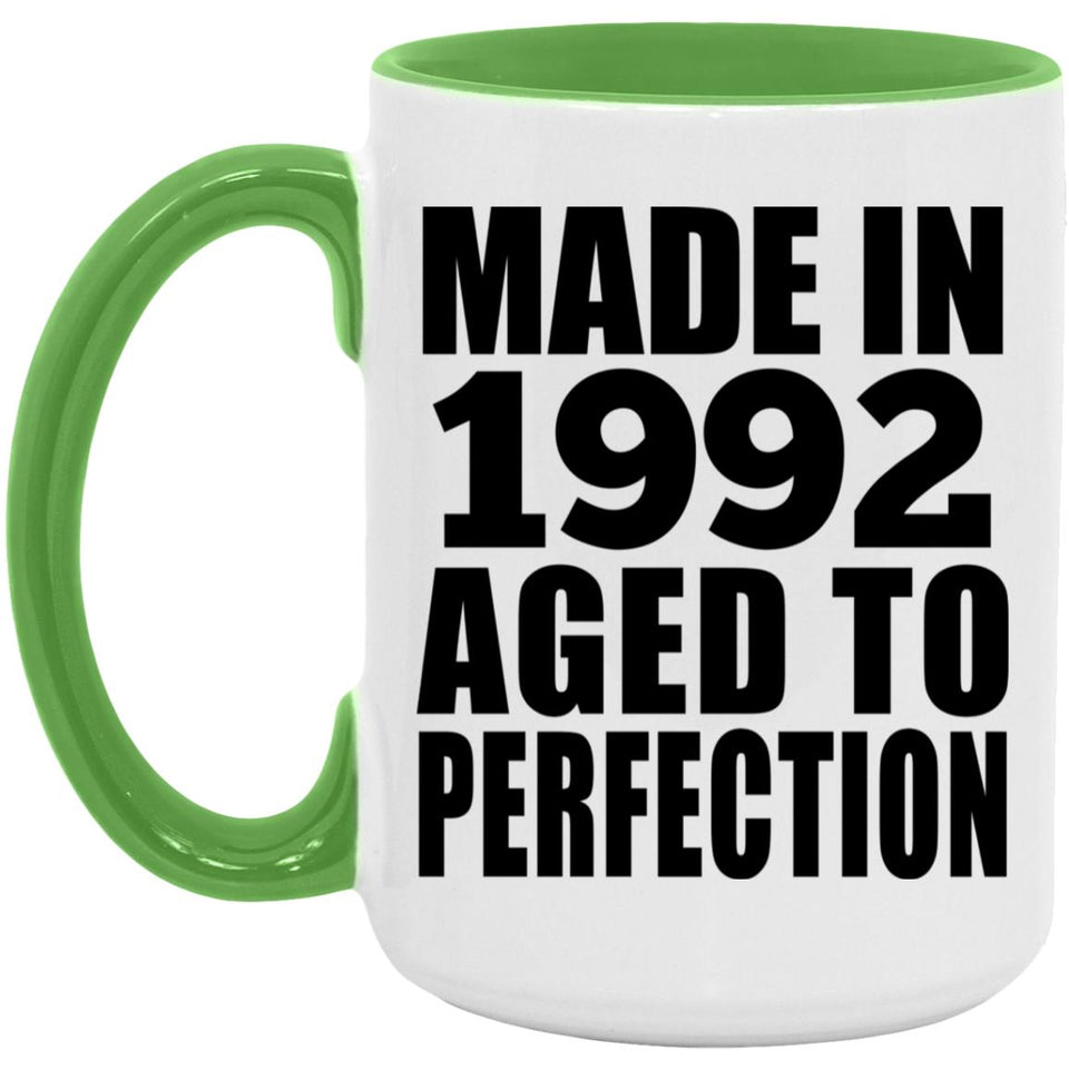 32nd Birthday Made In 1992 Aged to Perfection - 15oz Accent Mug Green