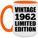 62nd Birthday Vintage 1962 Limited Edition - 15oz Accent Mug Orange