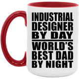 Industrial Designer By Day World's Best Dad By Night - 15oz Accent Mug Red