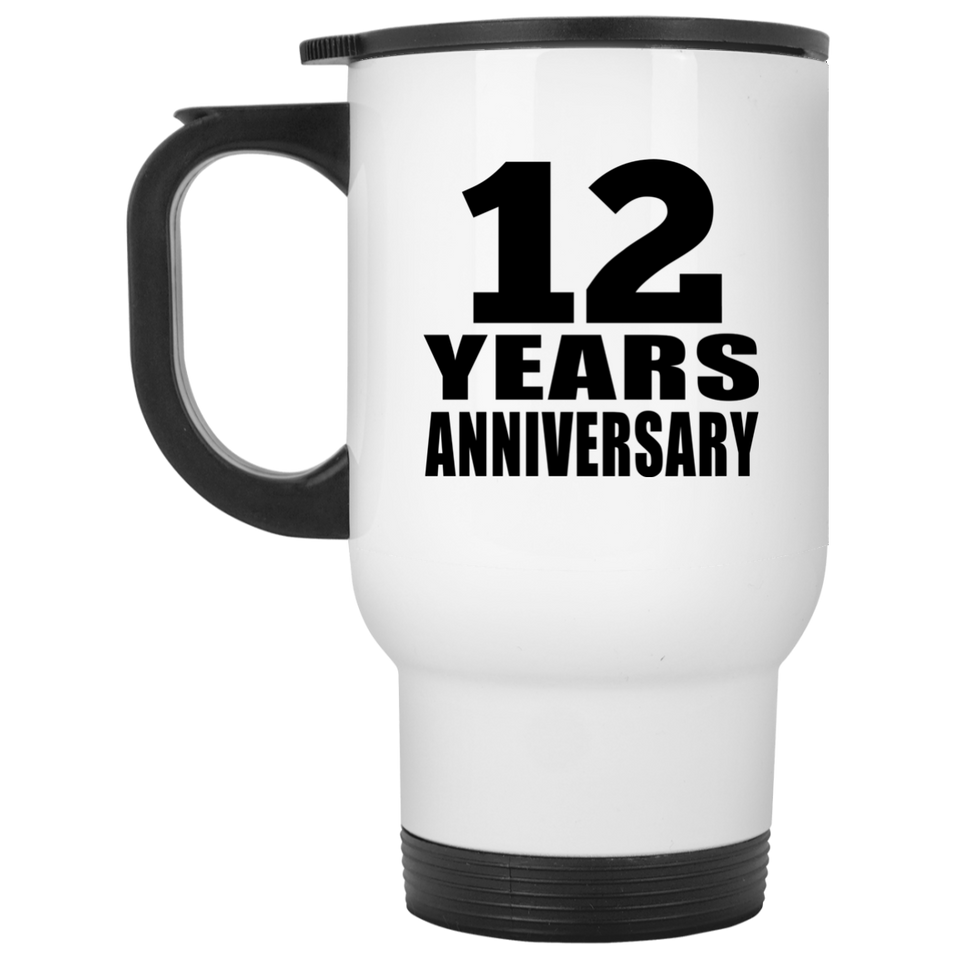 12th Anniversary 12 Years - White Travel Mug
