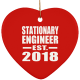 Stationary Engineer Established EST. 2018 - Heart Ornament