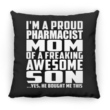 Proud Pharmacist Mom Of Awesome Son - Throw Pillow Black