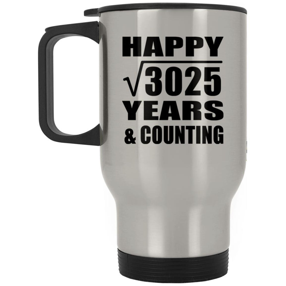 Happy 55th Anniversary Square Root of 3025 Years & Counting - Silver Travel Mug