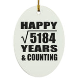 Happy 72nd Anniversary Square Root of 5184 Years & Counting - Oval Ornament