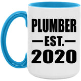 Plumber Established EST. 2020 - 15oz Accent Mug Blue