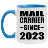 Mail Carrier Since 2023 - 11oz Accent Mug Blue
