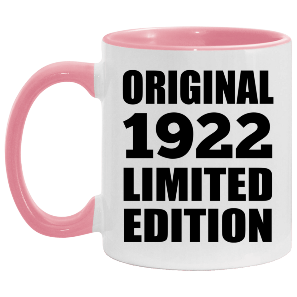 102nd Birthday Original 1922 Limited Edition - 11oz Accent Mug Pink