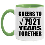89th Anniversary Cheers To Square Root of 7921 Years Together - 11oz Accent Mug Green