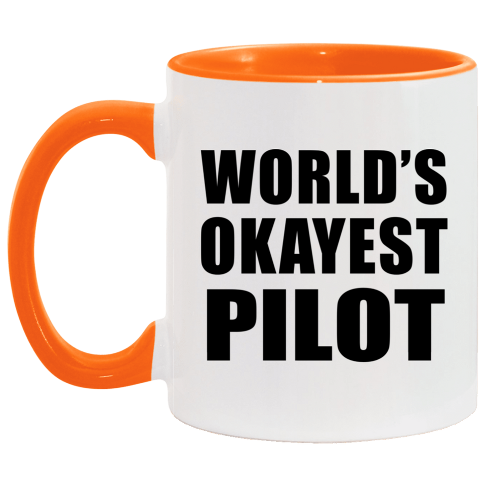 World's Okayest Pilot - 11oz Accent Mug Orange