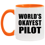 World's Okayest Pilot - 11oz Accent Mug Orange