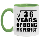 6th Anniversary Square Root of 36 Years of Mr Perfect - 11oz Accent Mug Green
